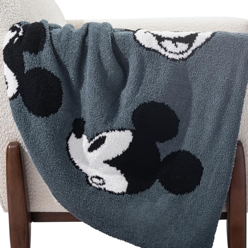 Image of Jay Franco Disney Mickey Mouse Faces Feather Knit Fluffy Throw Blanket - Fuzzy Blanket Measures 50 x 60 Inch | Super Soft Lightweight Bedding