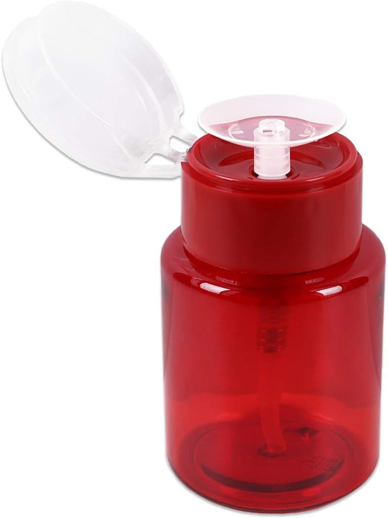 Beauticom PANA Professional 3.3 oz. RED No-Labeled Push Down Liquid Pumping Dispenser Empty Bottle