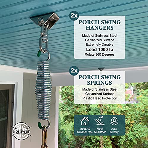 Porch Swing Hanging Spring Kit, Load 1600 Lbs, 360 Rotating, Stainless Steel Heavy Duty Hanger Spring For Porch Swing, Hammocks, Swing Chair, Sandbags, Yoga, Etc. [2 Sets] #TOP1
