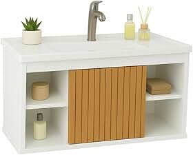 Conjunto Gabinete Cuba E Espelheira Para Banheiro Completo Com Nichos Porta Espelho (Branco/Ripado)