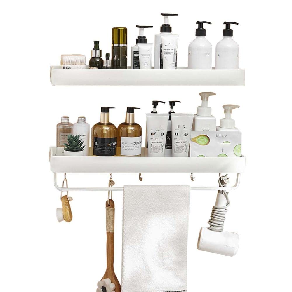 Estantes de baño sin perforación de aluminio blanco de 60cm para organizar la pared del aseo