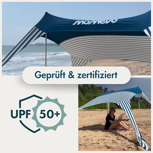 MOMEVO - Sunsail Young Family Strandzelt - Sonnensegel Strand mit zertifiziertem UV Schutz UPF50+ (Bis 4 Personen, Sailor) – Bild 4