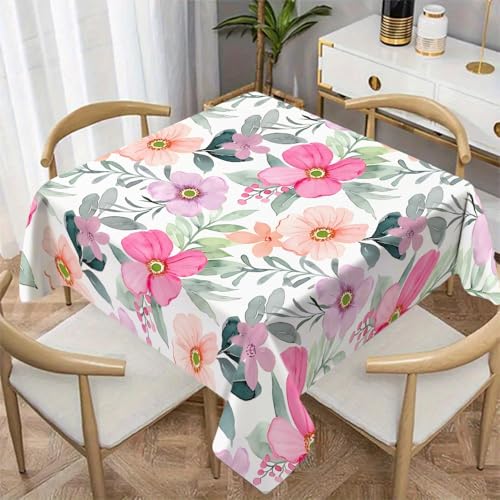Nappe Carrée 90x90 cm Fleurs Imperméable et Anti-Tache pour Table Basse E-27