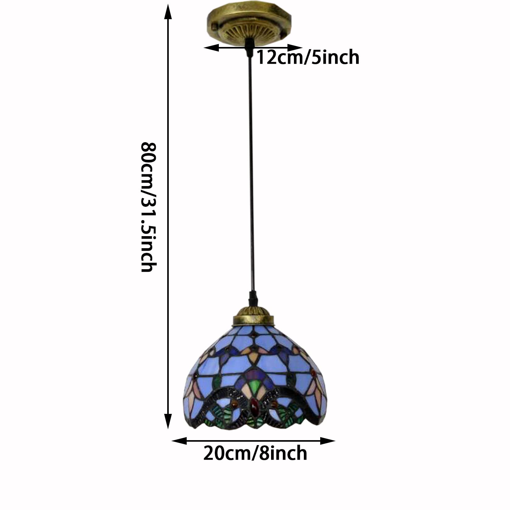 Lámpara Colgante De Estilo Tiffany para Isla De Cocina, Accesorio De Vitral Barroco, Lámpara Colgante Grande Hecha A Mano para Pasillo, Sala De Estar, Comedor, Cafetería,Púrpura,8inch