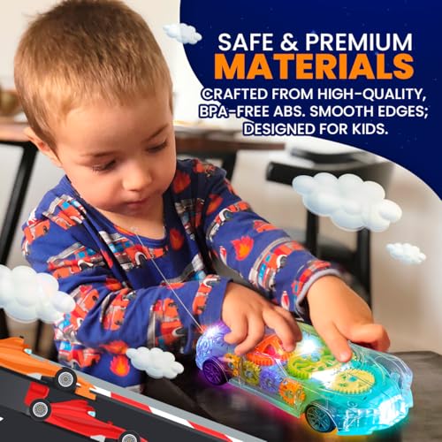 image for Playbees Light-Up Transparent Car with Remote Control, Toys for Autist
