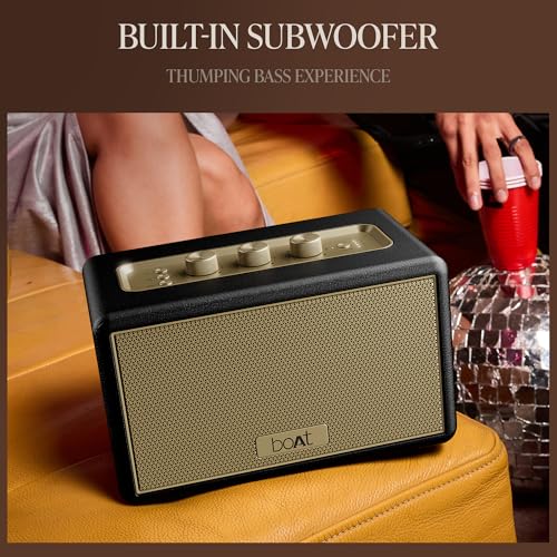 Image of Boat Stone Opus, 80W Signature Sound, 12HRS Battery, Multilink Connectivity, Built-in Subwoofer, Premium Design, TWS, Bluetooth Speaker, Wireless Speaker, Portable Speaker (Midnight Black)