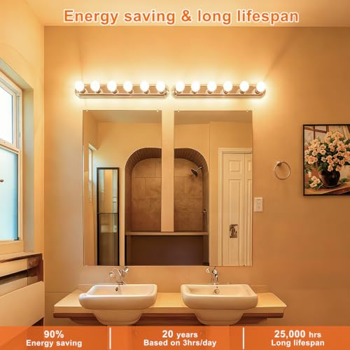 Image of Vinaco Glass G25 led Globe Light Bulbs Dimmable 6W 120V 2700K for Bathroom