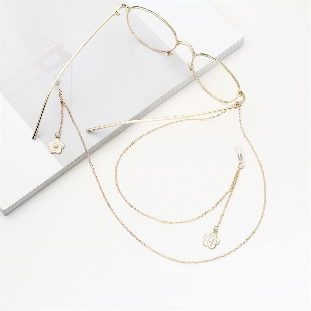 Metal Eyeglass Rope Gold Pearl Flower Pendant Chain