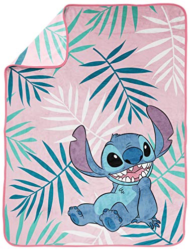 Image of Jay Franco Plush Throw Blanket - 46 inch x 60 inch Inches Kids Hero Soft & Cozy Fleece Throw for Bedroom & Couch Decor, Official Licensed Product, Pink - Lilo & Stitch
