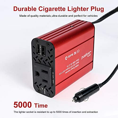 150W Car Power Inverter - DC 12V to 110V AC Converter 4.2A Dual USB Charging Ports Car Charger Adapter Modified Sine Wave Converter for Car Cigarette Lighter with AC Outlet for Car