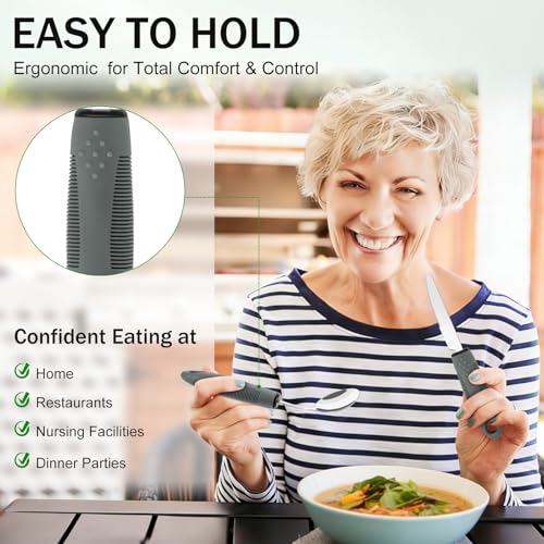 KintKita Adaptive Utensils for Elderly 4 Piece, 2.9 oz Weighted Silverware for Hand Tremors, 45°Angled Parkinsons Utensils for Elderly, Arthritis, Weak Hand Grip, Right-Handed Use - Image 4