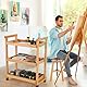 VISWIN Kunstwagen-Aufbewahrungs-Organizer aus massivem Buchenholz, 3-stöckiges Roll-Utility-Studio-Taboret mit Rollen, multifunktionales Aufbewahrungswagen–Natur