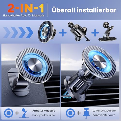 Coneclat Handyhalterung Auto Magnet für Magsafe Autohalterung【2026 Upgrade 22X N55 Magnet】 Handy Halterung Auto【360° Drehbar】 Magnetische Auto Handyhalter Lüftung für iPhone 17 16 15 14 Innentürgriffe 2