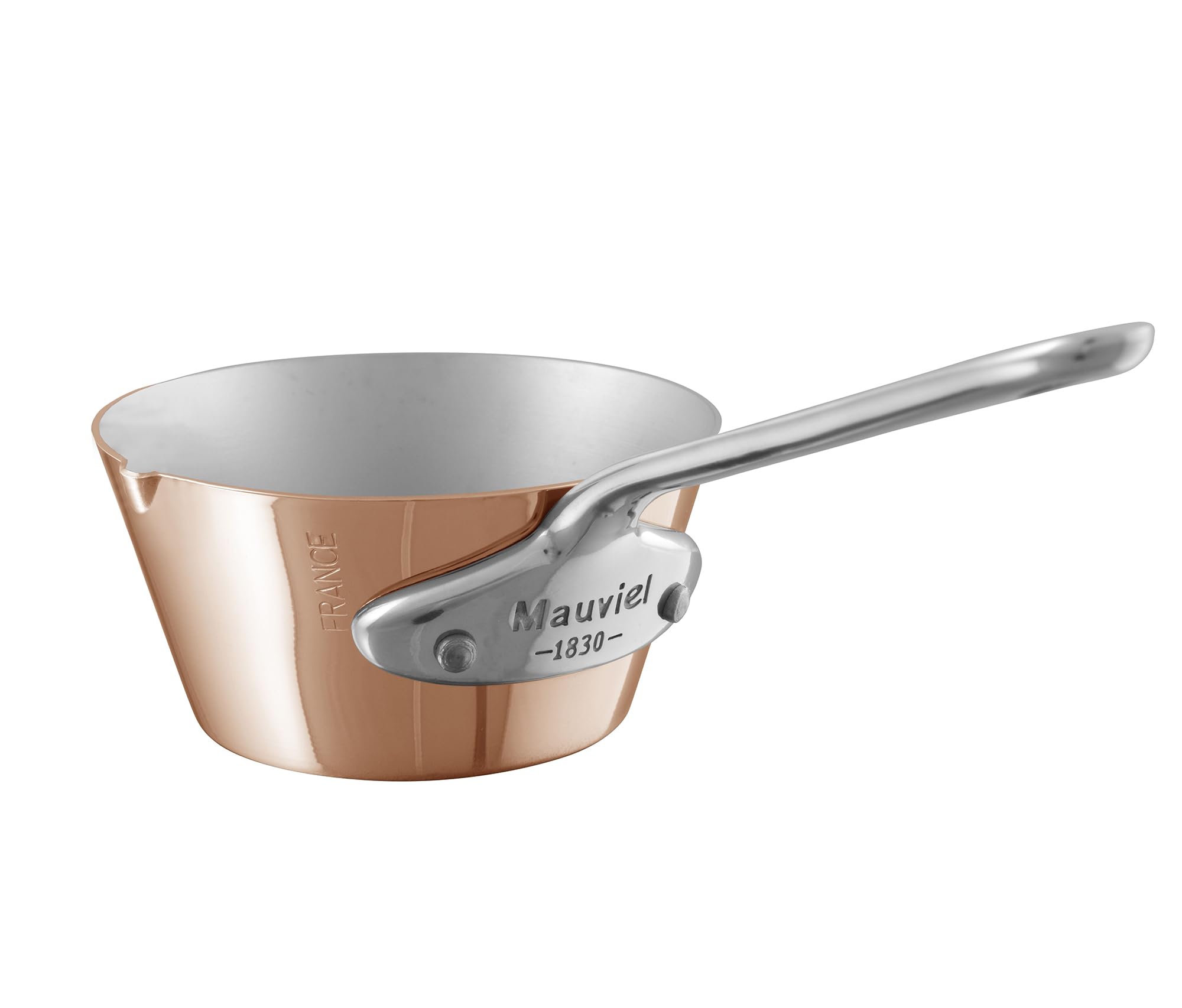 Mauviel M'Minis Mini Sauteuse Évasée en Cuivre 1 mm, bord verseur, poignée fonte inox
