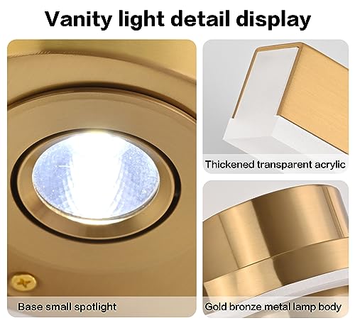 Image of SOLFART Bathroom Light Fixtures 32 Inch Dimmable Bathroom Lights Brushed Bronze Vanity Lights for Bath LED Modern Wall Light D