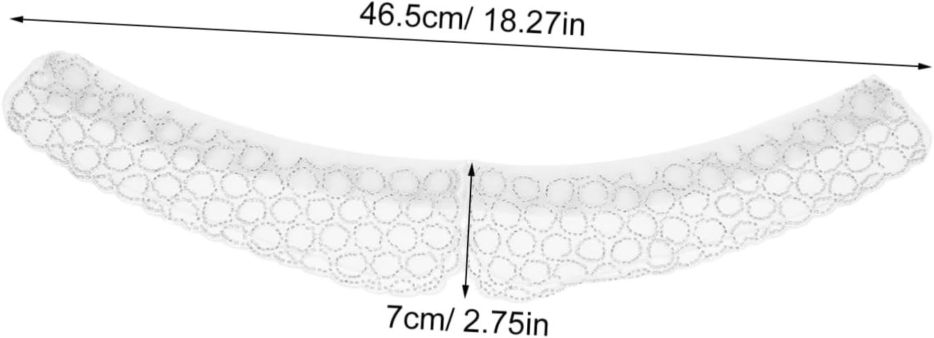 Women Beaded Detachable Faux Collar Shirt Accessory White Polyester