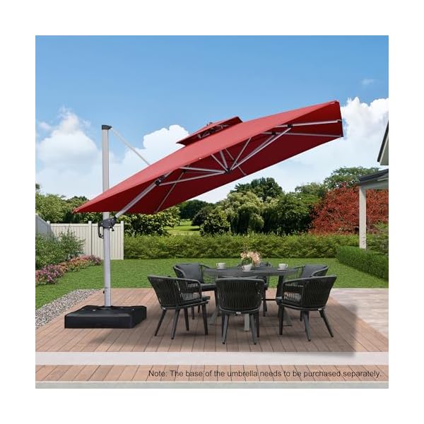 Purple leaf patio umbrella 11 feet double top deluxe square offset hanging umbrella outdoor market umbrella garden umbrella terra  urban country home decor