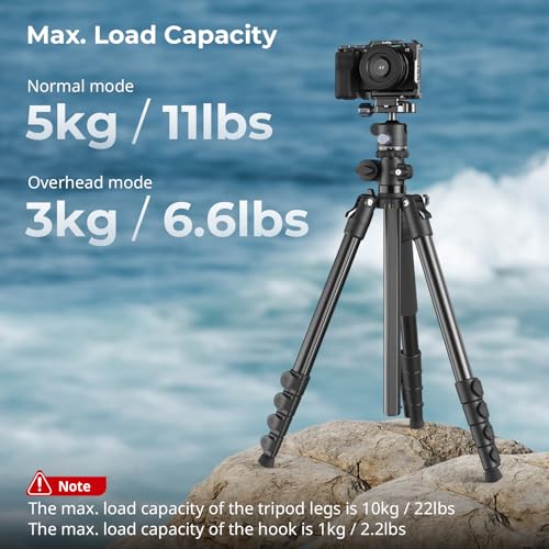 Image of SmallRig CT25 64.5 inch /164cm Horizontal Overhead Tripod for iPhone & Camera, with Phone Holder & Carrying Bag, 22lb Max Load Aluminum Lightweight Camera Tripod for Overhead Shots /Live Streaming