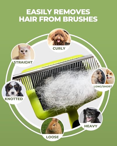 Image of Dog Brush for Shedding Grooming,6 Pack Long-Pin Brush Set for Long Haired Dog Cat Goldendoodles Poodles Doodles Green