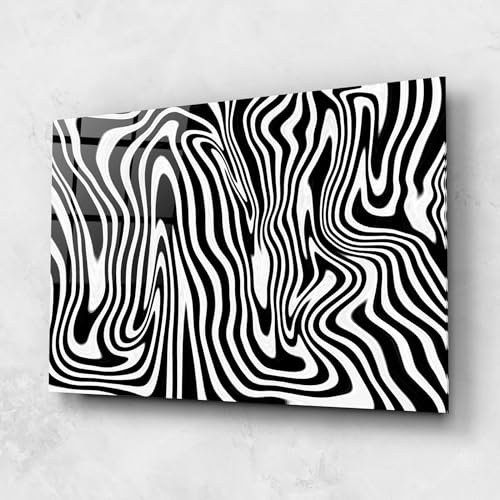 ARTHUB® Quadro in vetro 60x80 cm, 5mm temperato | Quadri moderni in vetro per soggiorno e camera da letto, decorazione da parete, arredamento d'interni, Moderni, Zebra Waves Art