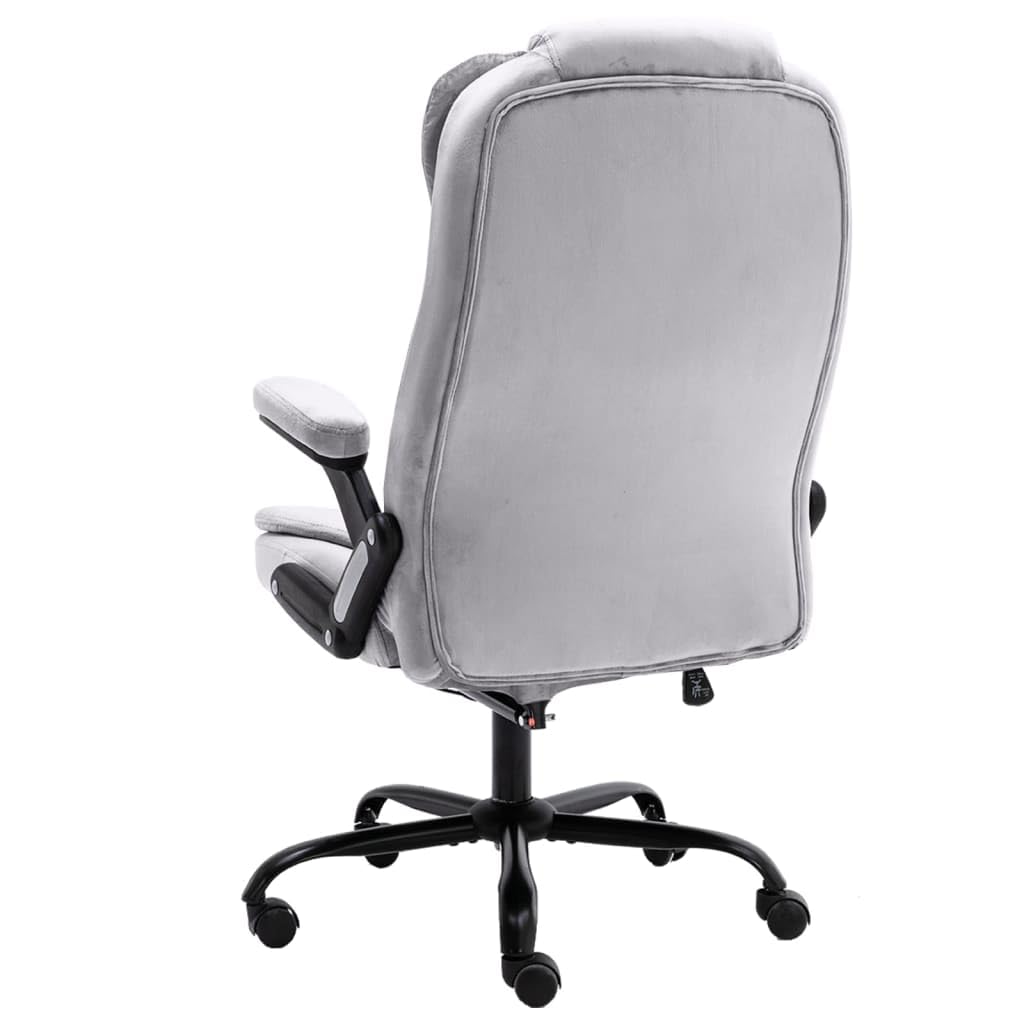 Sedia da ufficio massaggiante in velluto grigio chiaro con funzione riscaldante, ergonomica, girevole, regolabile in altezza, con braccioli e schienale, per casa e ufficio