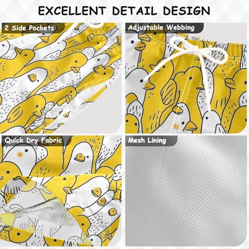 Boys Quick Dry Swim Trunks with Pockets Cartoon Duck Funny Bird Beach Shorts for Kids, Toddler Swimsuit Boy3