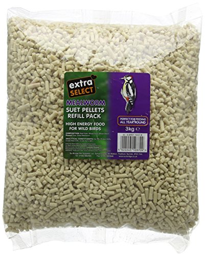 Extra Select High Energy Mealworm Suet Pellets Refill Wild Bird Treat, 3 kg
