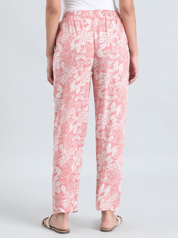 Image of GO COLORS Women Printed Woven Viscose Mid Rise Lounge Pants
