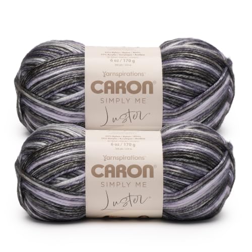 Image of Caron Simply Me Luster Yarn for Crocheting Soft, Gray Moonstone, 2-Pack