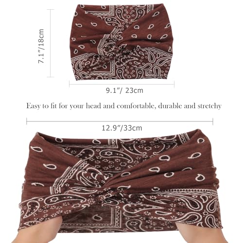 Image of DRESHOW 4 Pack Turban Headbands for Women Wide Vintage Head Wraps Knotted Cute Hair Band Accessories