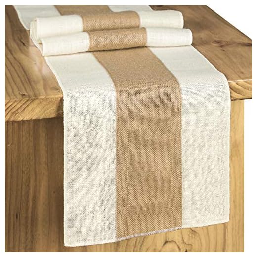 Letjolt Splicing Burlap Table Runner Rustic Table Runner Farmhouse Table Decor Weekend Picnic Jute Woven Fabric, Light Colour Edge 12x72 Inches