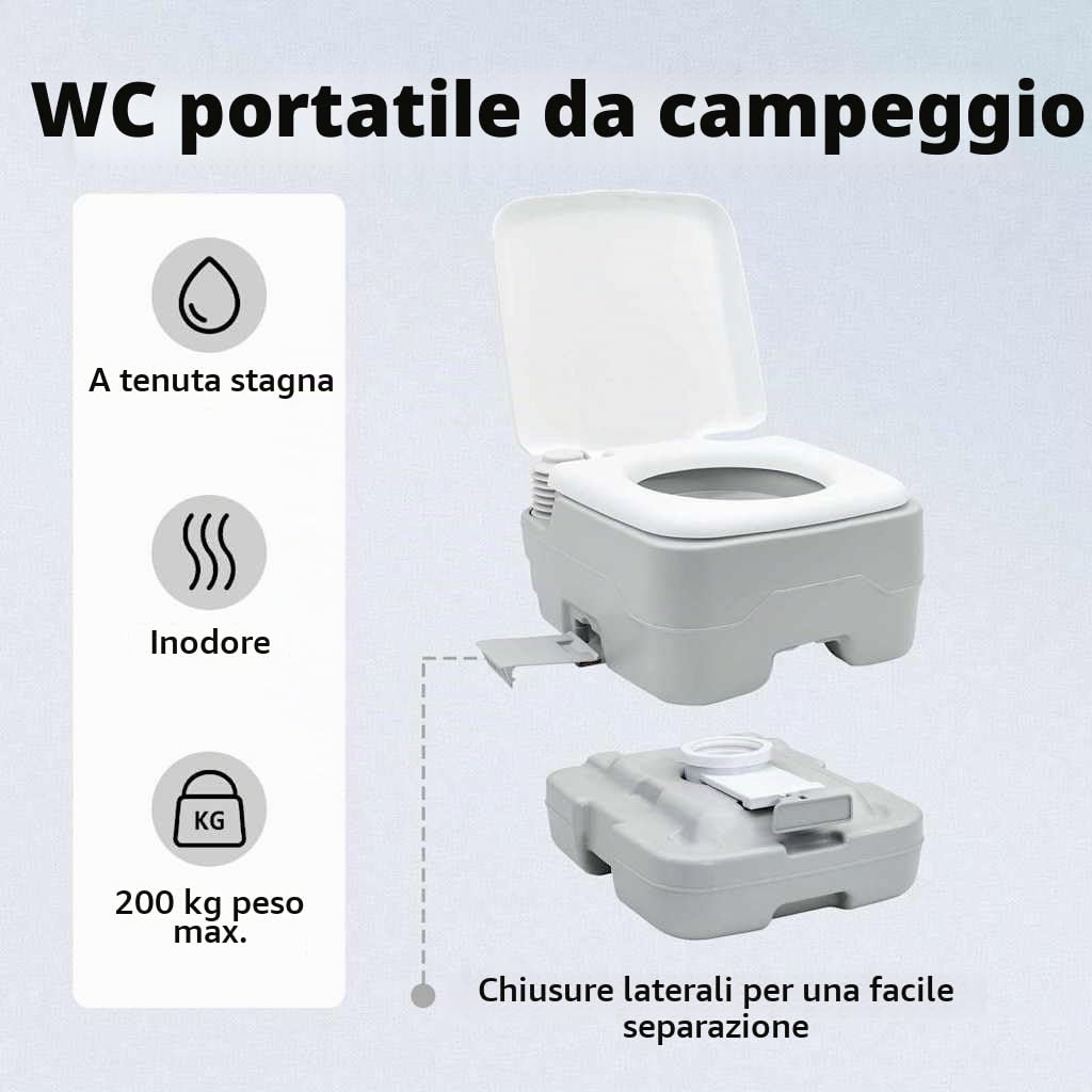 vidaXL Set di Toilette per Il Campeggio 2 PCS Grigio e Bianco, Giardino e terrazza, Set WC Portatile Moderno, comodità per Camping, igiene Outdoor, Must-Have Estivo