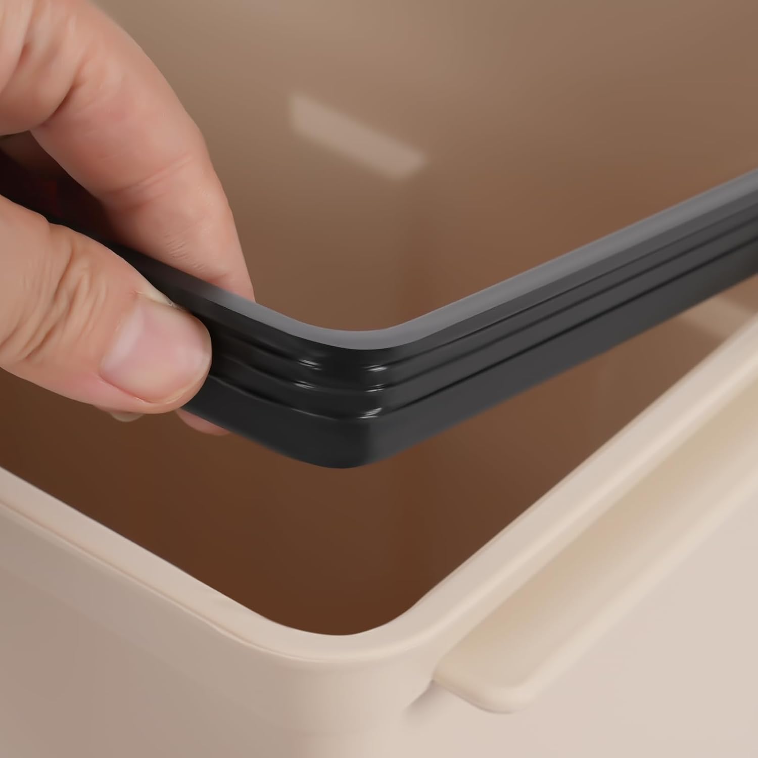 Slim Kitchen Trash Can with Lid 8 Gallon Plastic Inner Bucket Waste Bin, Fingerprint-Resistant Soft Close Lid Hands-Free Trash Can for Kitchen, Office, Laundry, Bathroom