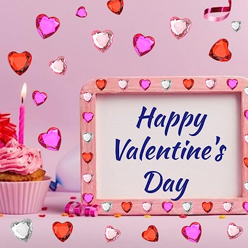 516PCS Heart Face Gems Pink Heart Rhinestones Self Adhesive Acrylic Heart Jewels for Hair Body Bling Crystal Heart Stickers for Wedding Valentine's Day Decoration Nail Art DIY Craft (6/10/12/18mm) - Image 8