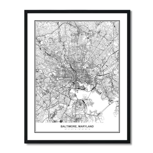Susie Arts 11X14 Unframed Baltimore Maryland Wall Art Metropolitan City View Abstract Street Map Art Print Poster Wall Decor Home Office sdm028 by Susie Arts - Used condition - US$15.04