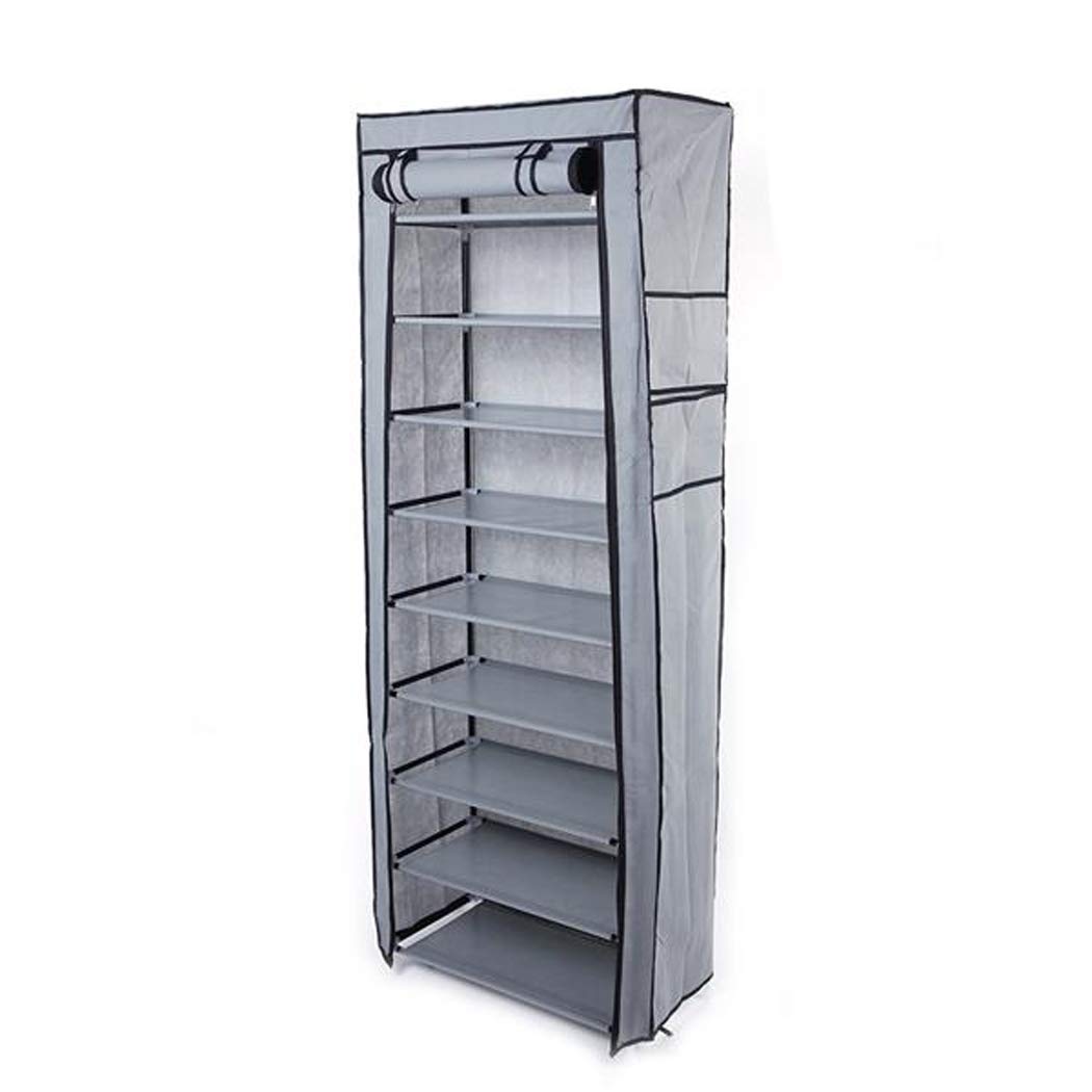 10 Tier Shoe Tower Rack, PortableNon-Woven Fabric Shoe Rack Shelves Storage Organizer Cabinet Entryway Closet for Heels, Boots, Slippers (Gray)