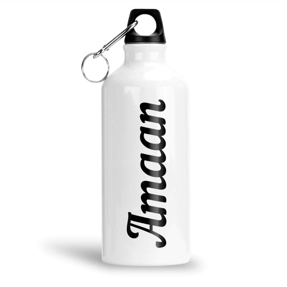 FurnishFantasyPersonalised Aluminium White Sipper Bottle 600 ml - Best Personalized Gift for Happy Birthday, Return Gift, Name - Amaan