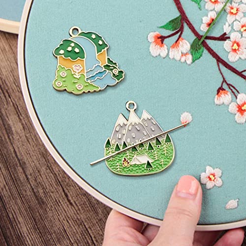 Image of Waterfalls and Scenery Needle Minder for Embroidery, Magnetic Pin Holder for Cross Stitch, Needlework and Embroidery Accessories （2 PCS）, csljmy20220723-0005