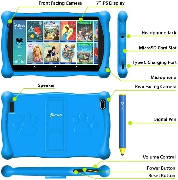 Miniatura 6 de Contixo Tableta infantil V10 de 7 pulgadas HD, tableta de aprendizaje androide para niños, juegos exclusivos y aplicaciones educativas, control