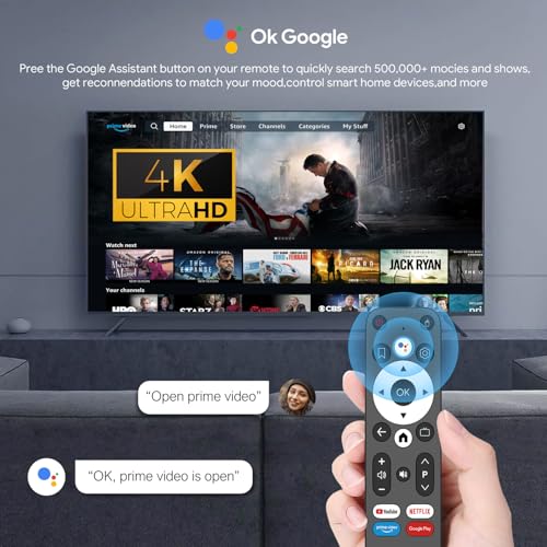 Image of 4K Android TV Box with 4GB RAM+32GB ROM Chromecast Built-in Android 14, Bluetooth 5.1 Dual Band CPU 2.4 /5GHZ HDR Support Smart OTT Box (Black, Google Assistant Working, HDMI Port Compatible)