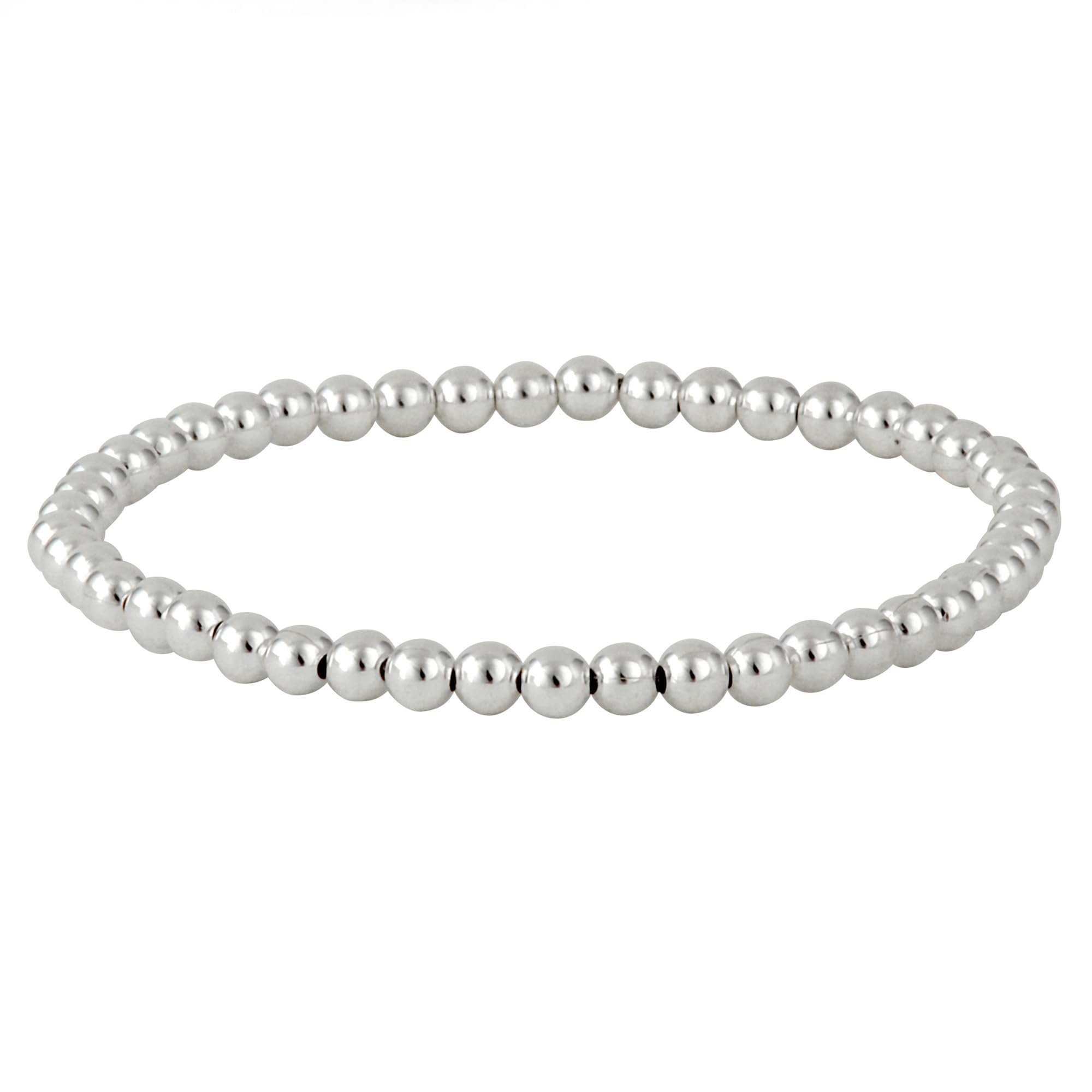 Silverly 4mm Sterling Silber Perlenarmband | 925er Massivsilberarmbänder für Damen | Stapelbare Armbänder mit Elastischen Perlen für Teenager-Mädchen | Runder Ball Verstellbares Stretch-Design
