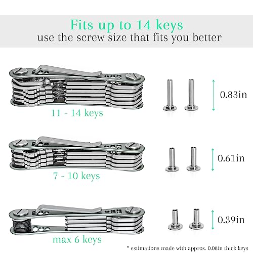 Em Key Holder Keychain For Men - Aircraft-Grade Aluminum Key Organizer Up To 14 Keys, Car Keychain, Ring Holder, Keyring, Belt Key Holder, Minimalist Smart Key Chain - Grey Keybar #TOP4