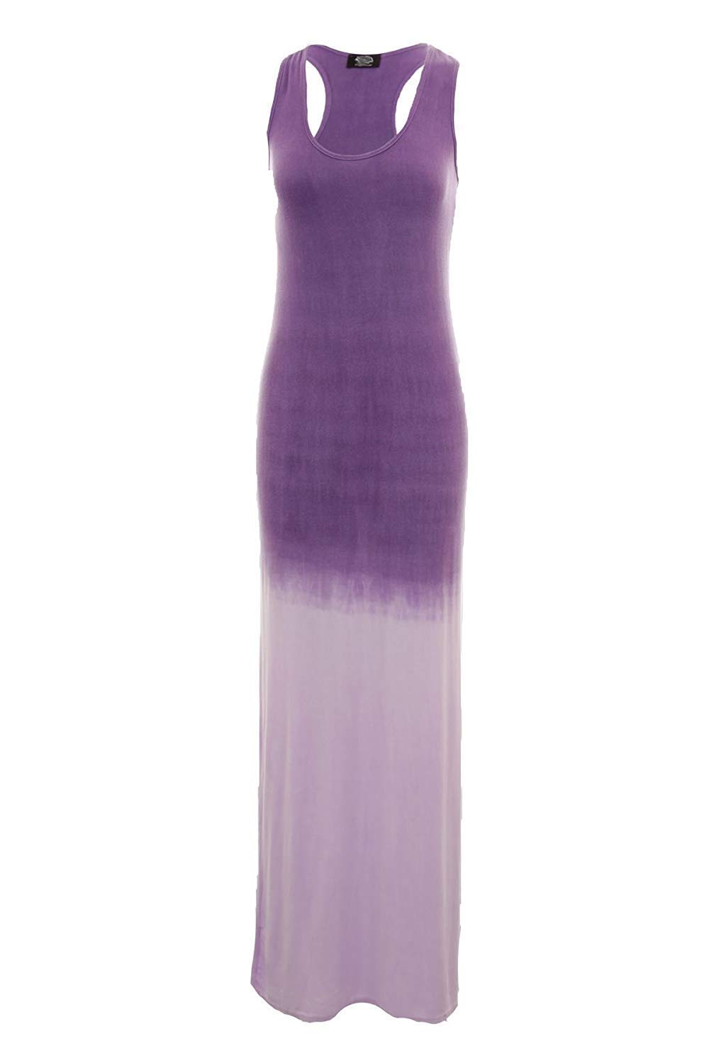 Fantasia Boutique ® Ladies Sleeveless Round Neck Maxi Dip Dye Long Women's Dress S/M-M/L