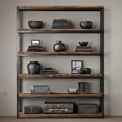 Craftthink Wooden 5-Tier Bookcase, Industrial Solid Open Back Bookshelf Standing Shelf With Shelves, Wood Style Display Book Shelves For Home Office Bedroom, 59" L X 12" W X 79" H #TOP1