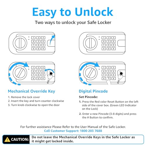 Image of Equal 48L SecureLitePro Safe Locker for Home | Digital PIN Code + Emergency Key | 10-Gauge Steel Door | 3 Year Warranty | 48 Litre - Grey