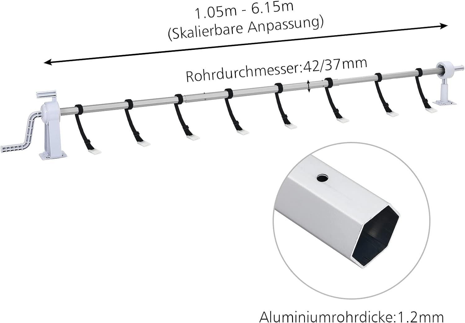 ACXIN Sistema de enrollado móvil para piscina solar – Enrollador de acero inoxidable premium ajustable de 1,05 m a 6,15 m, incluye cintas de fijación y ruedas, fácil de montar sin taladrar