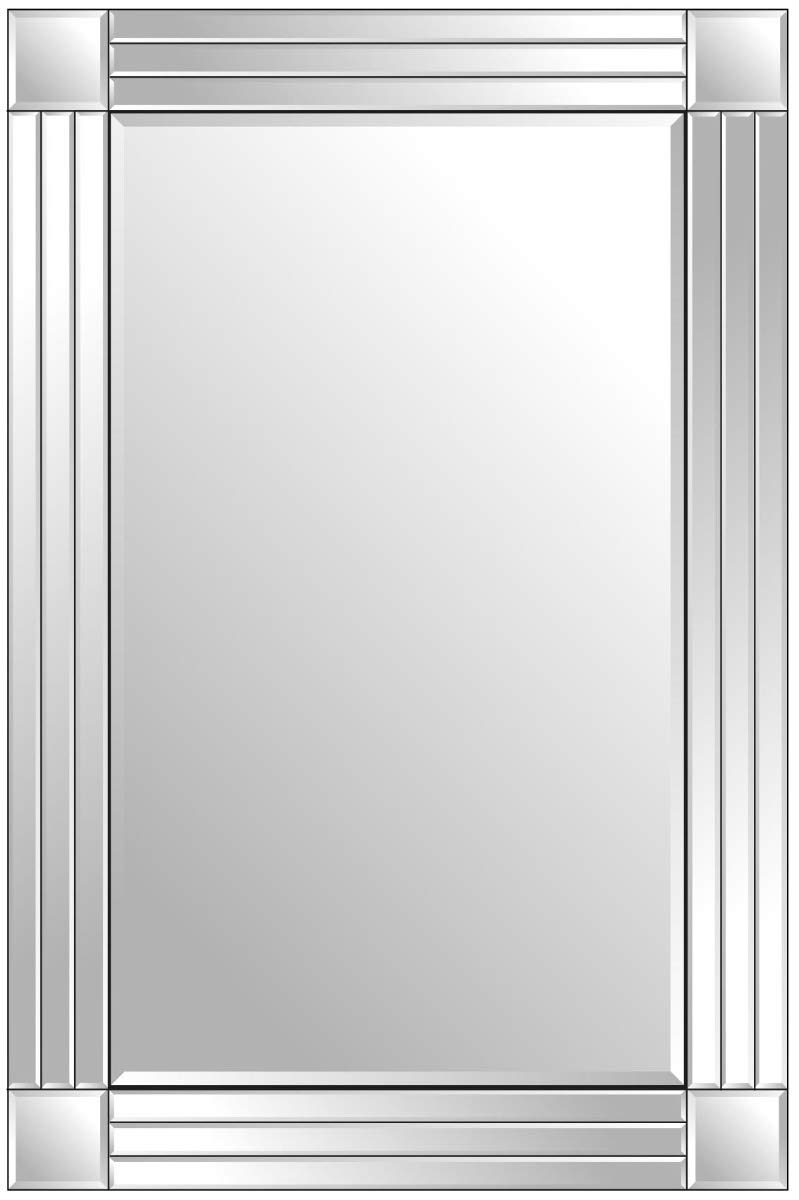 MirrorOutlet Silver Triple Bevelled Venetian Bathroom Mirror 3Ft X 2Ft (91cm X 61cm) Undo,Frameless,YC017-Bath