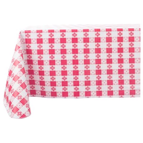 Yourtablecloth Checkered Vinyl Tablecloth with Flannel Backing Cover