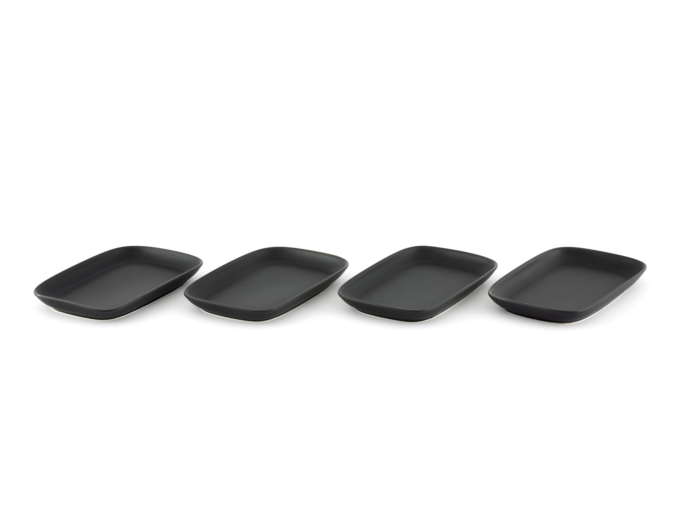 Hanseküche Piatto da Portata Realizzato in Porcellana – Piatto per Antipasti Rettangolare Nero Opaco Piatto Quadrato per Mezze Portate Lavabile in Lavastoviglie