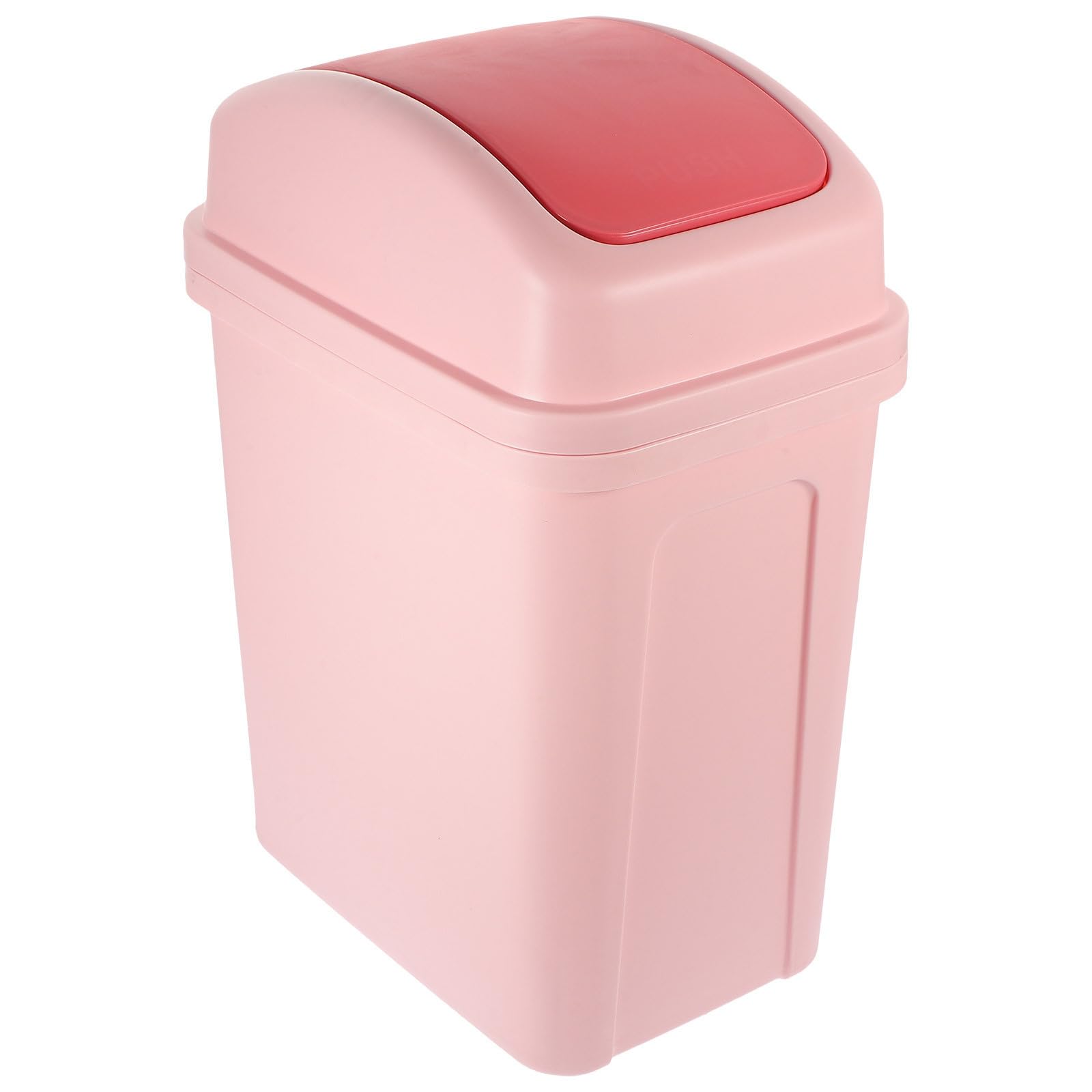 WESIEVYA Large Capacity Swing Top Kitchen Bin 50l with Swing Lid, Shaped Pink Trash Can Kitchen Garbage Can with Lid, Stable and Reliable Plastic Waste Bin for Bathroom and Living Room